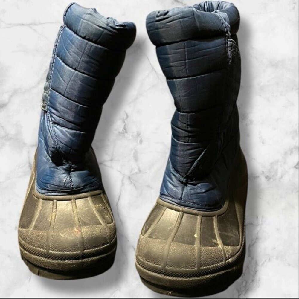 Snow Boots‎ Girls Size 1 Blue Quilted Upper Insulated Lining Pull On Winter
